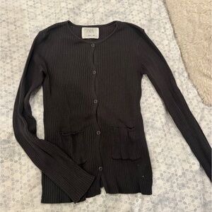charcoal gray ribbed zara kids thin sweater